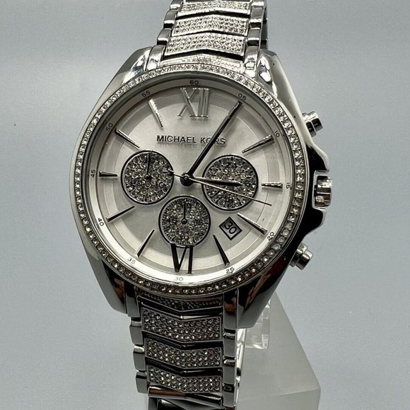 MICHAEL KORS Women's Chronograph Whitney Stainless Steel Pavé Bracelet Watch - Picture 1 of 6